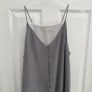 LOFT black and white striped buttoned tank top